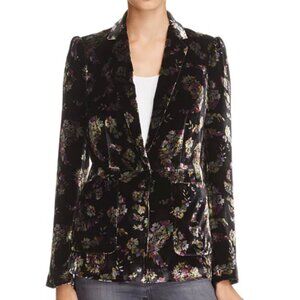 Rebecca Taylor Jewel Floral Print Velvet Blazer Size 4